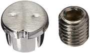 Arctic stainless steel set screw with round button cap and threaded metal insert.