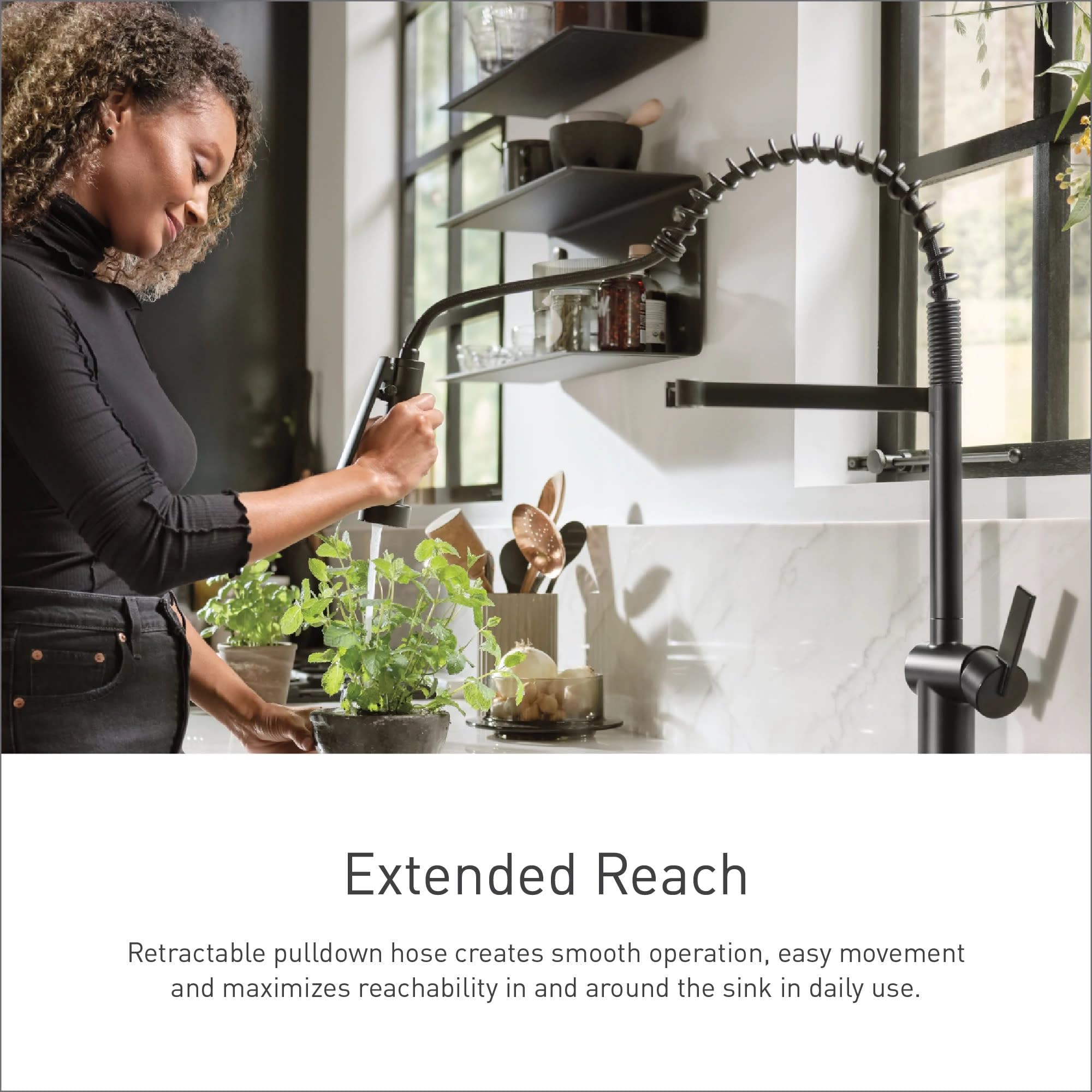 Moen CIA Spot Resist Stainless Pre Rinse Spring Kitchen Faucet with PowerBoost Pro in Spot Resist Stainless - 7822SRS