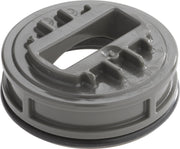 Gray plastic Delta cam assembly with knob handle featuring internal gear teeth and central opening mechanism.