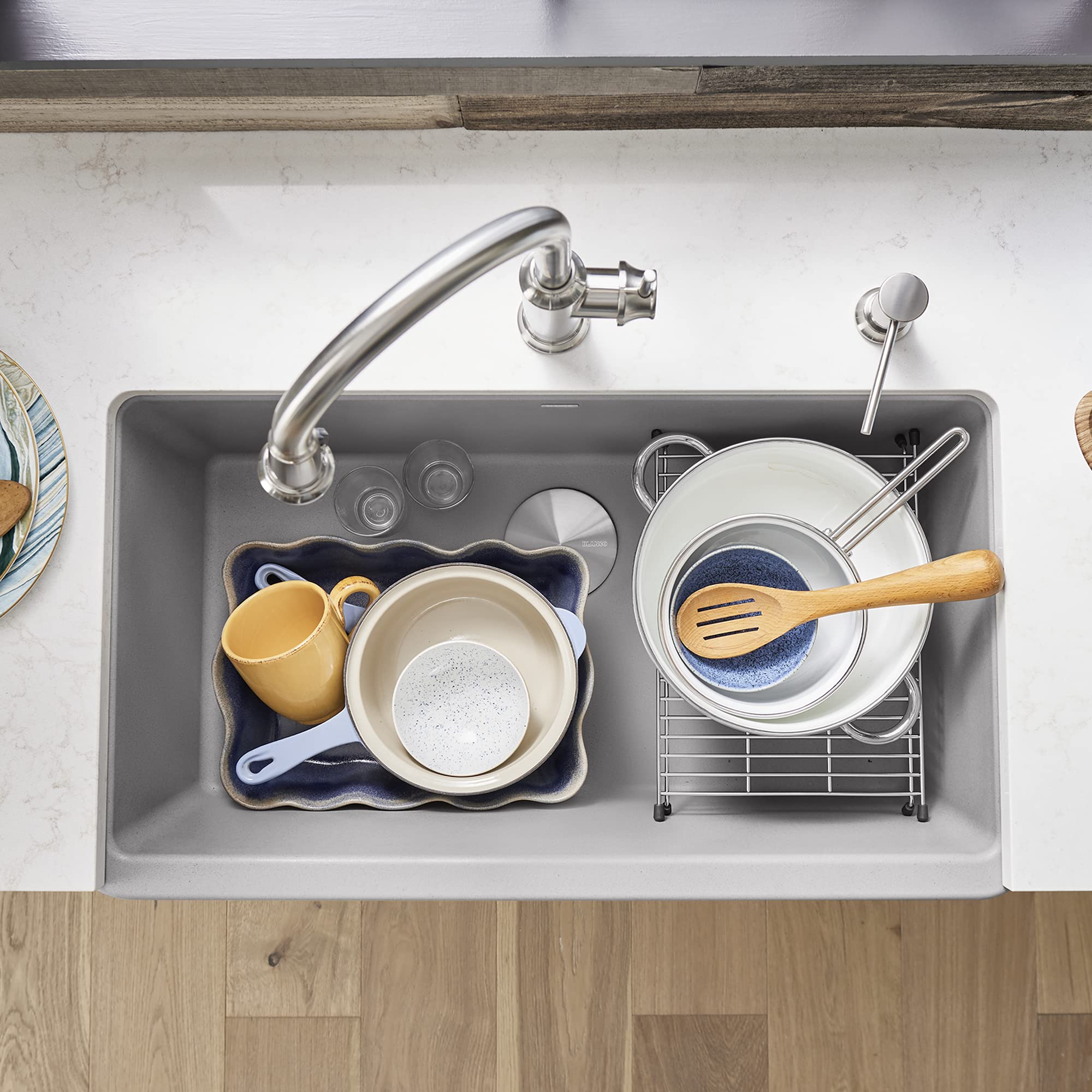 Blanco 33" Apron Front Single Bowl Farmhouse Sink in Concrete Gray - 402320