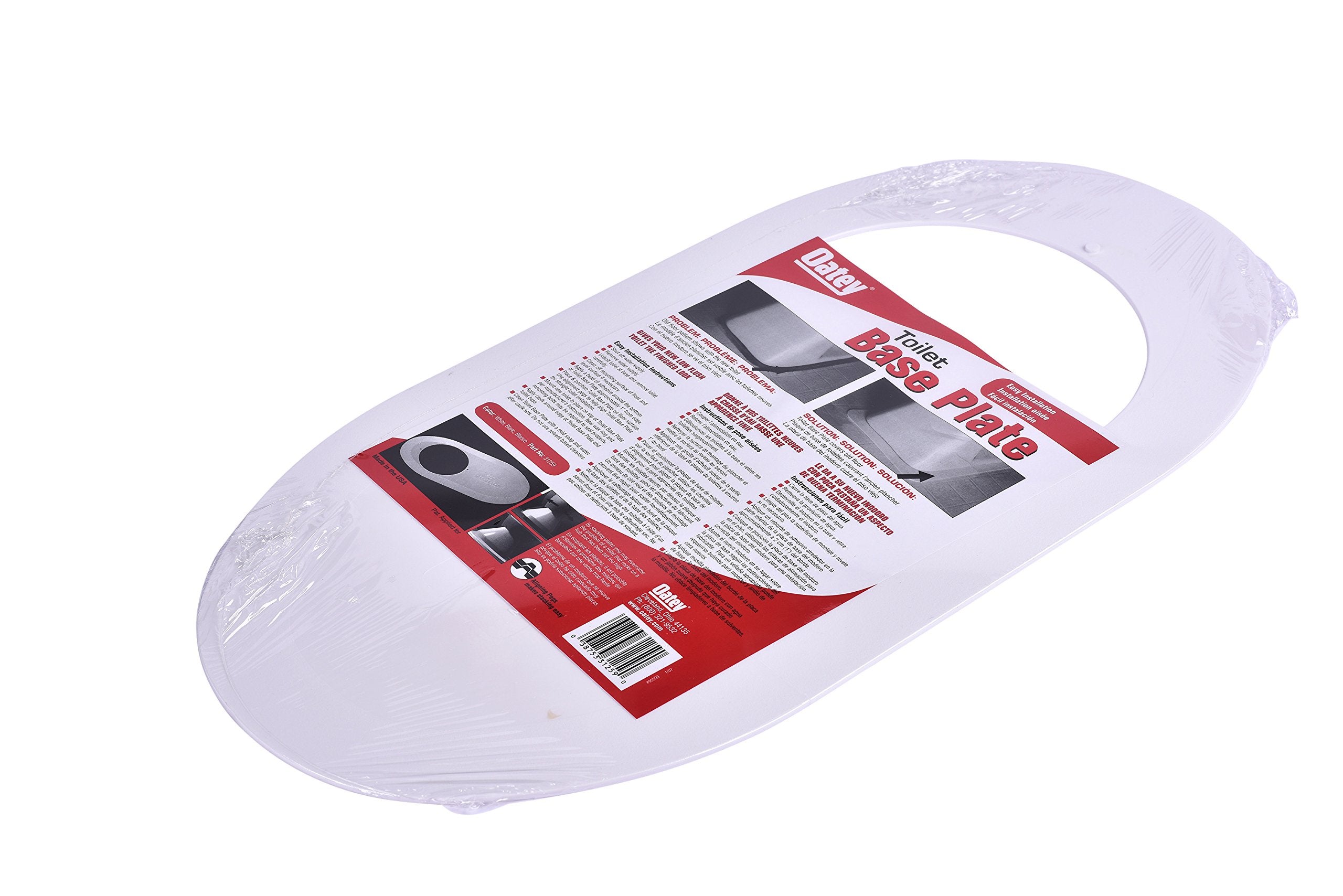 Oatey Round Nose Toilet Base Plate for Floor Sealing in White - 31259