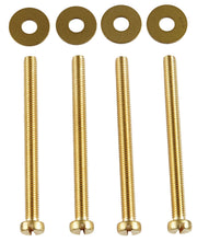 Four brass fixing screws with slotted heads and four matching brass washers.