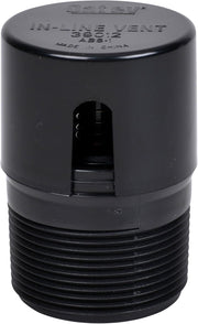 Gray ABS inline vent with threaded base and opening slot on cylindrical body.