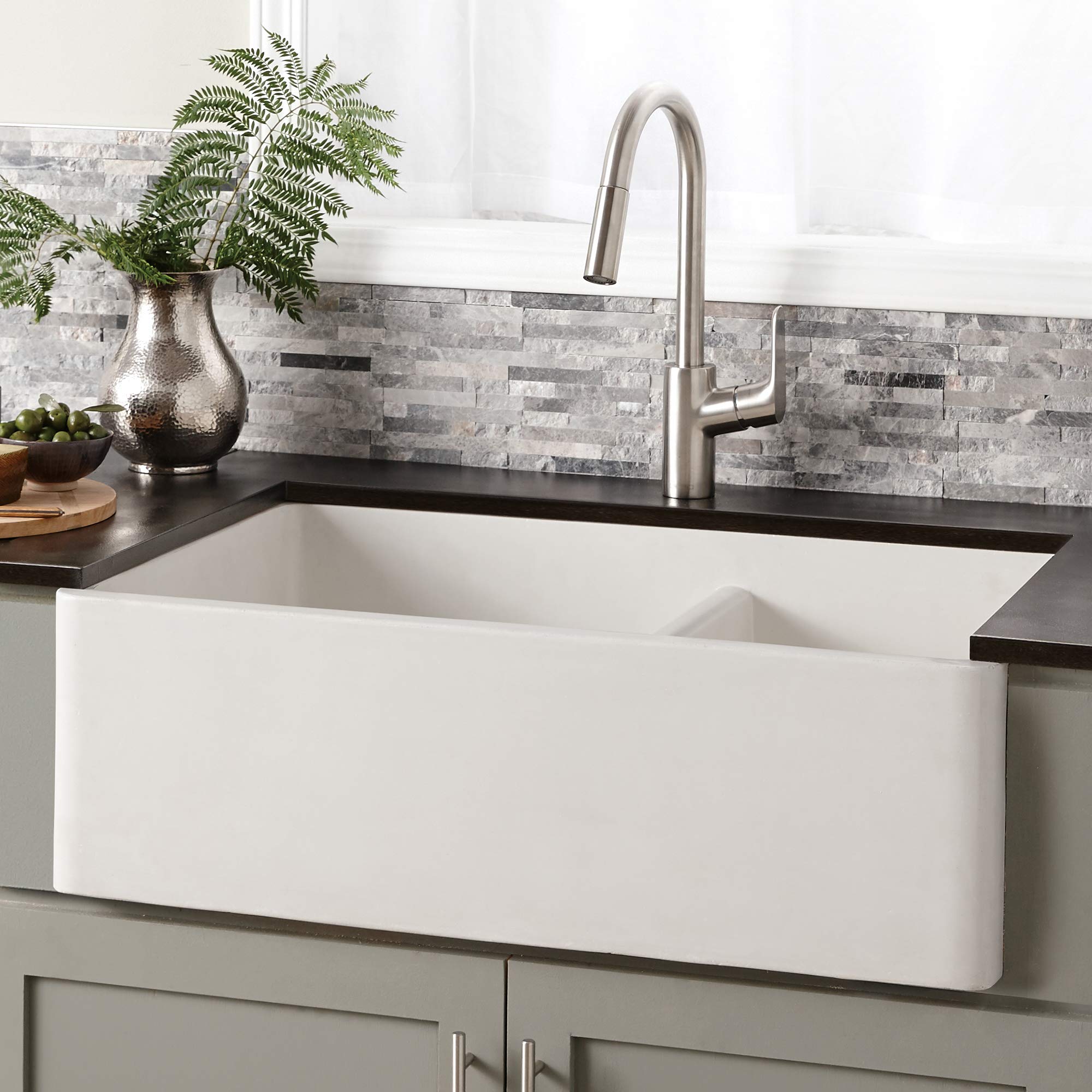 Native Trails NSKD3321-P Farmhouse Double Bowl Kitchen Sink: Pearl