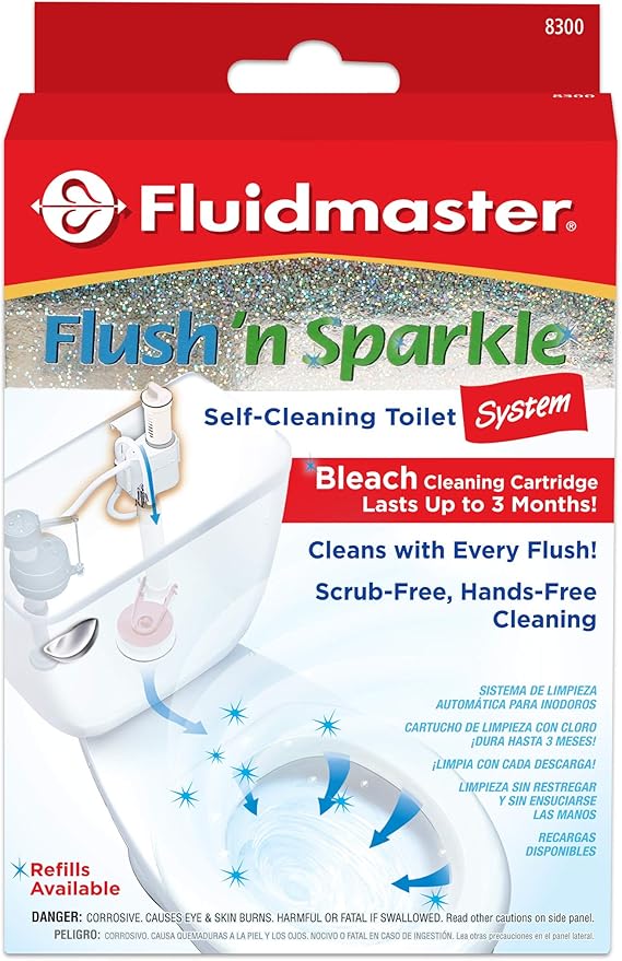 Fluidmaster Flush 'n Sparkle 8300 Automatic Toilet Bowl Cleaning System with Bleach Cartridge - 8300P8