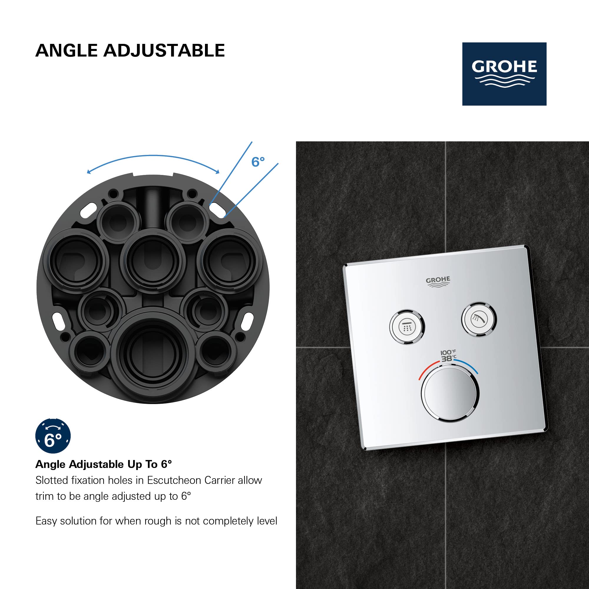 Grohe Grohtherm 291412430 Dual Function Thermostatic Valve Trim in Matte Black