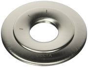 Stainless steel circular escutcheon plate with central opening and three position markers around the rim.