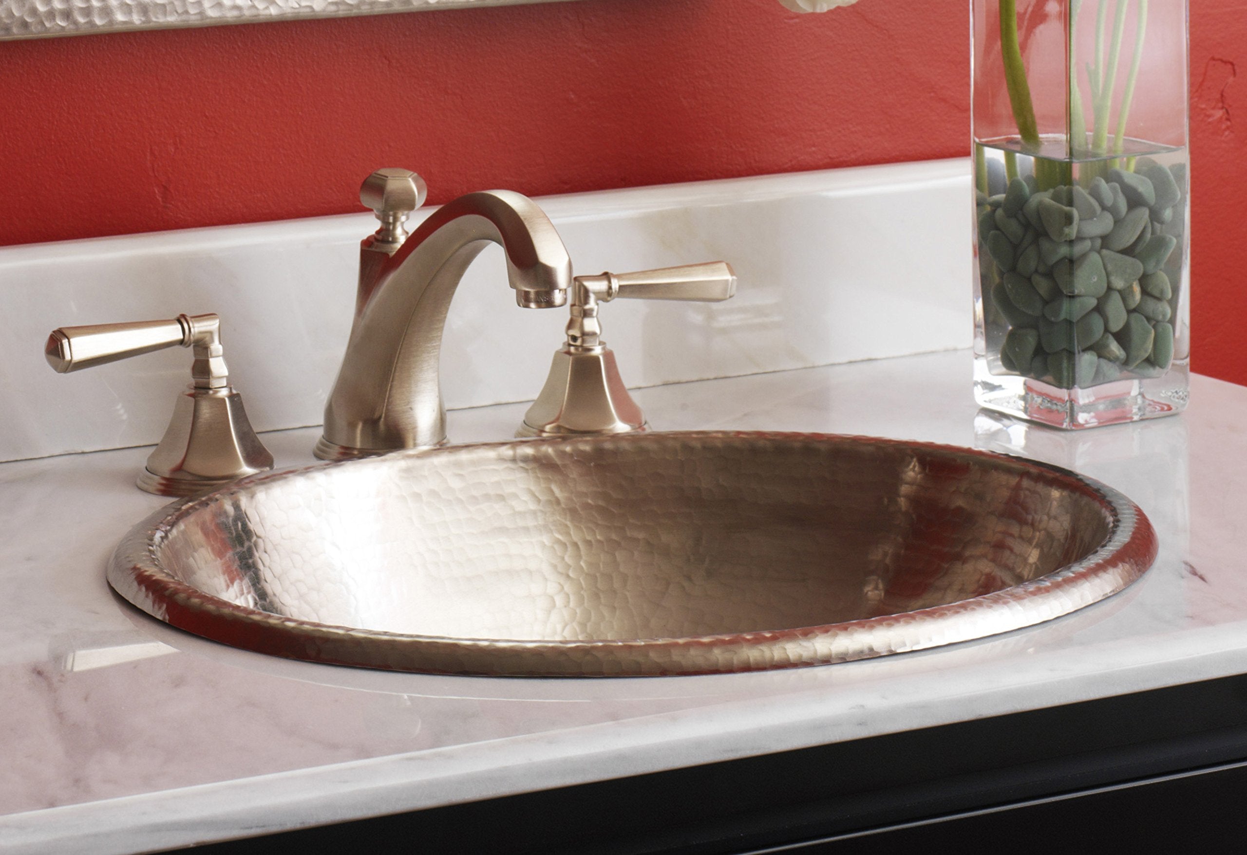 Native Trails CPS540 Rolled Classic: Hammered Copper Self-Rimming Bathroom Sink