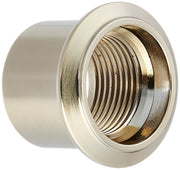 Brushed nickel trim sleeve with threaded brass interior connection for diverter valve installation.