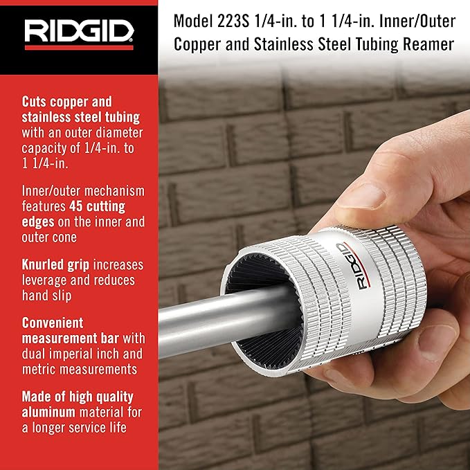RIDGID 1/4 to 1-1/4 inch Inner/Outer Pipe Reamer for Copper and Stainless Steel - 29983