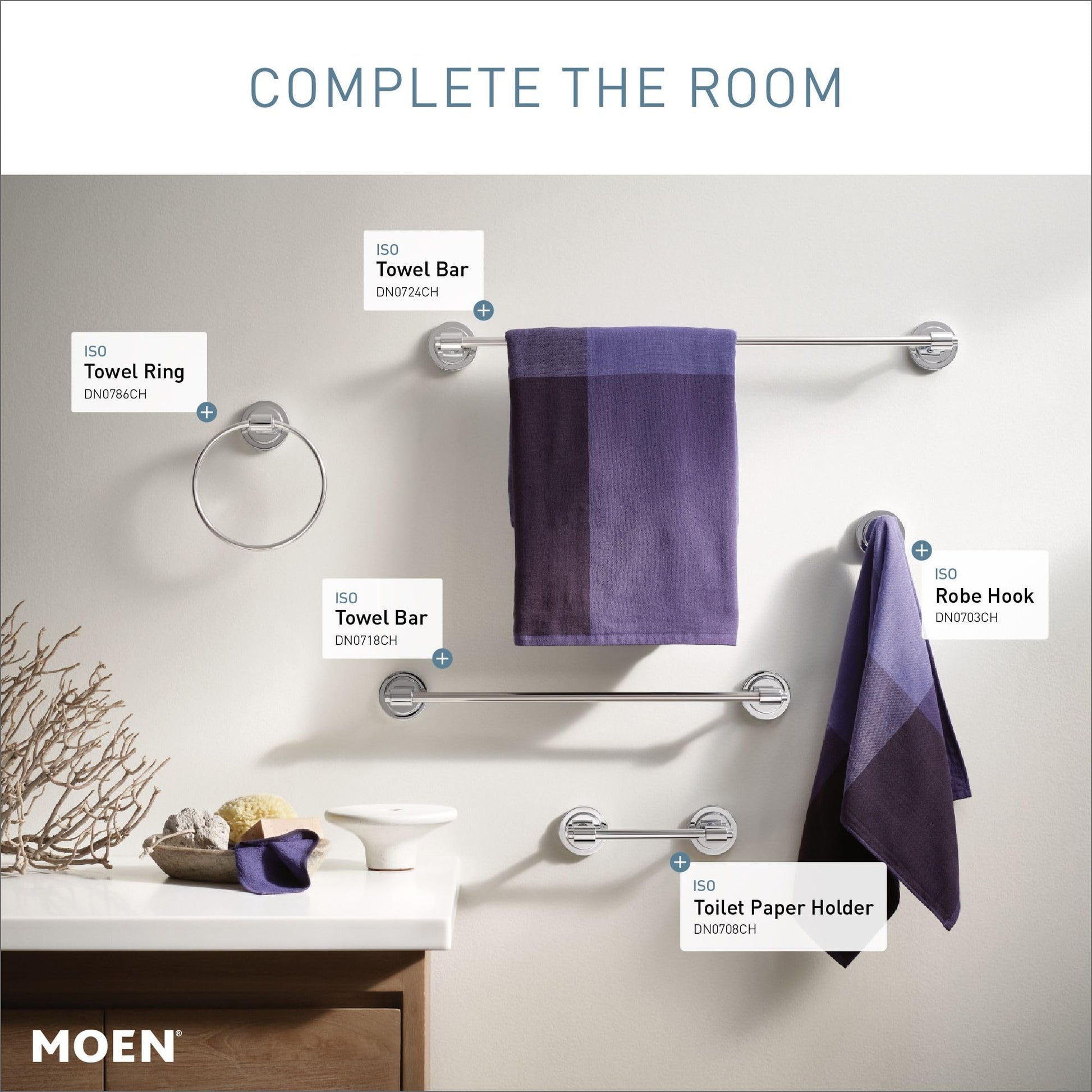 Chrome wall-mounted circular towel ring with polished finish.