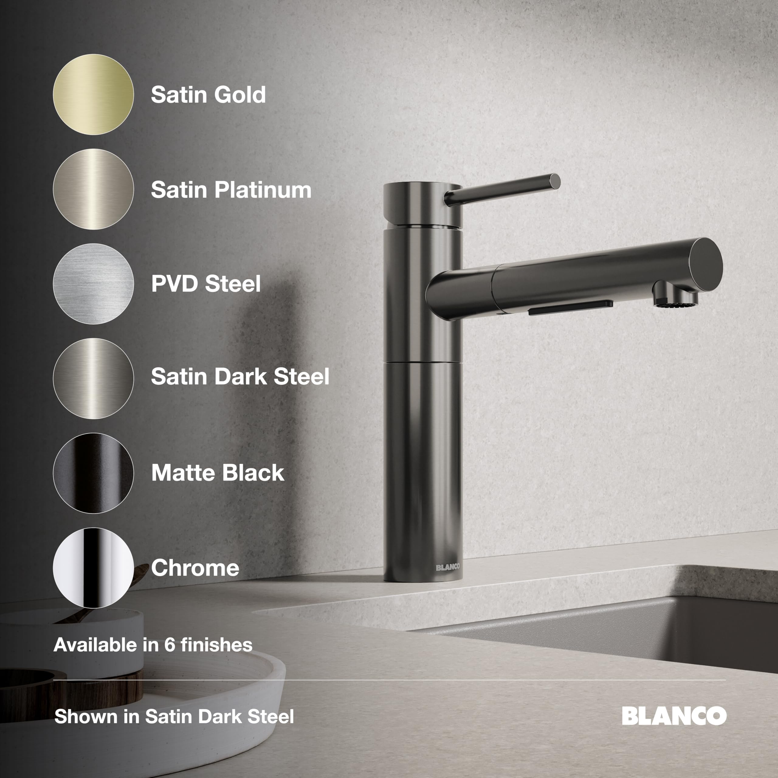 Blanco Alta Pull-Out Kitchen Faucet 1.5 GPM in Satin Platinum - 443256