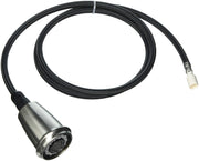 Chrome pull-down spray head with black braided hose and connector, Victorian style kitchen faucet assembly.