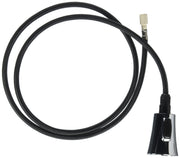 Black braided hose with chrome and black pull-down spray head connector.
