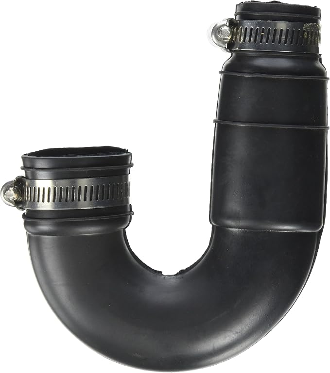 Eastman Flexible J-Trap with Stainless Steel Clamps, 1-1/4 inch or 1-1/2 inch Pipe in Black - 86061