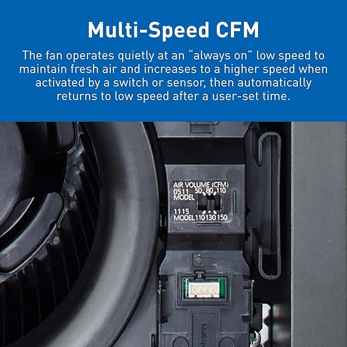 Panasonic Ceiling Fans WhisperGreen Dual Speed Architectural Ventilation Fan with LED Lighting 30-110 CFM - FV-0511VKSL3K