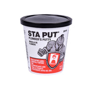 Tan-colored plumber's putty in a white container with black lid and Hercules branding.