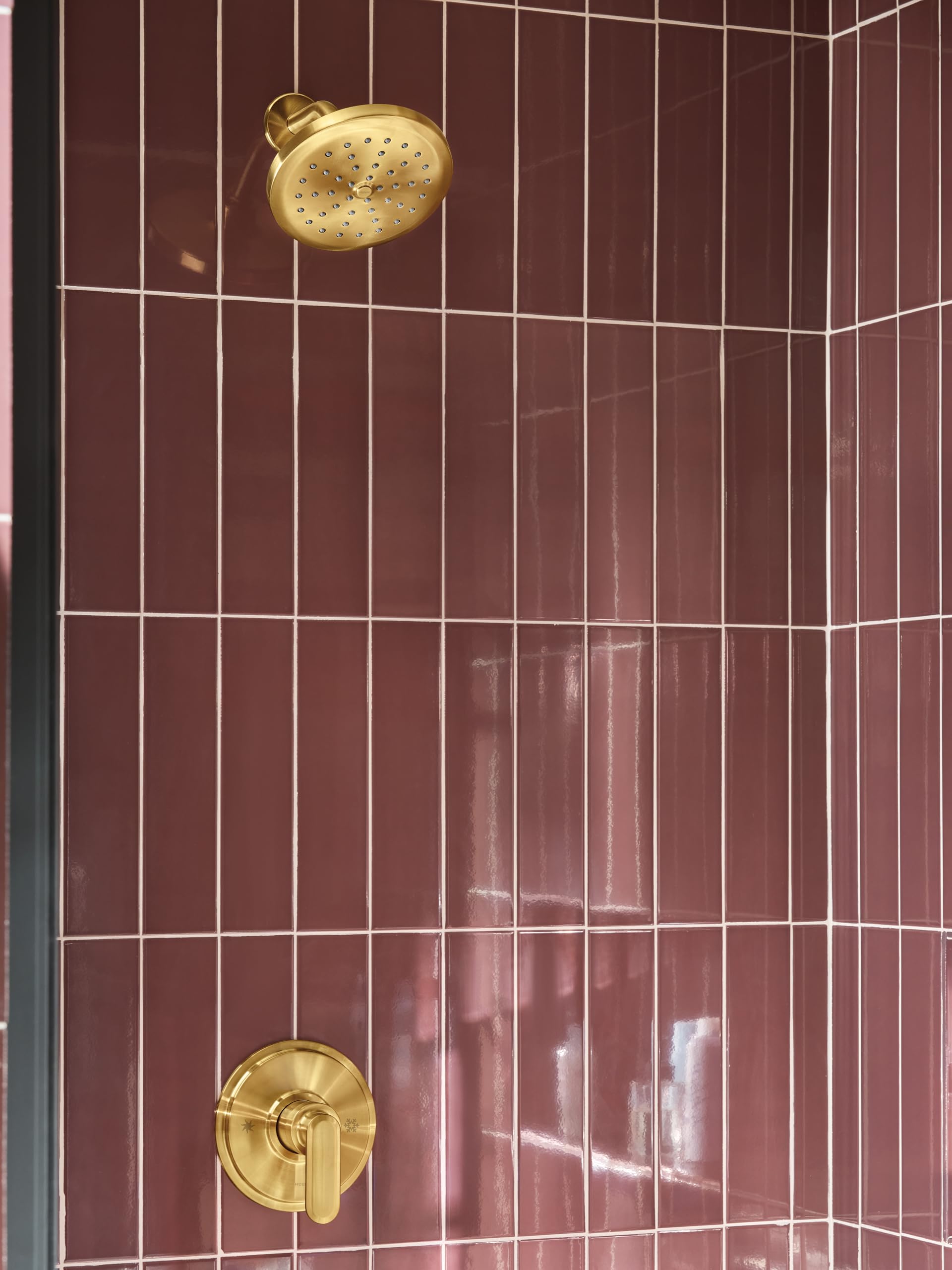 Moen Greenfield Bathroom M CORE 3 Series Shower Trim Set with Wide Showerhead Shower Handle and Tub Spout in Brushed Gold - UT33323BG