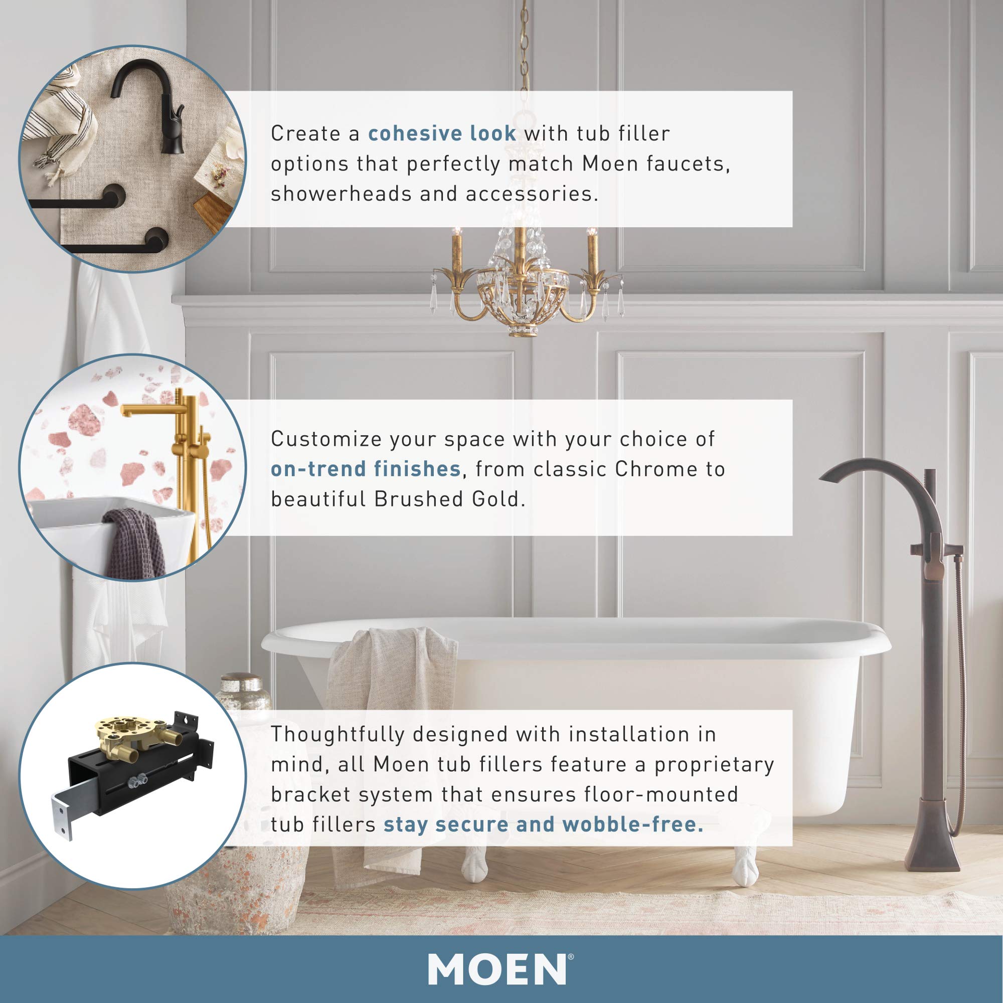 Moen One Handle Freestanding Floor Mount Tub Filler with Handshower in Matte Black - 395BL