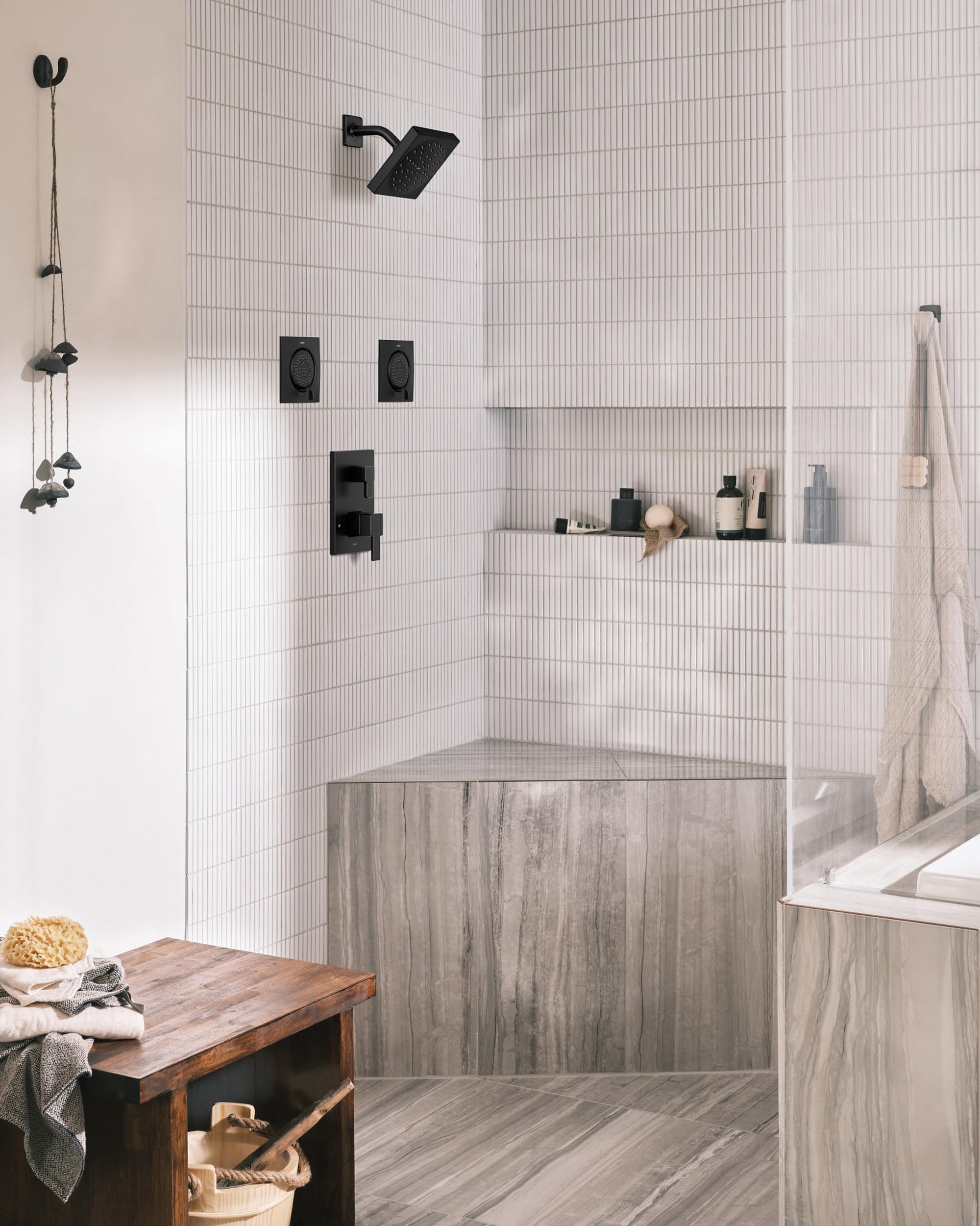 Moen 90 Degree M CORE 3 Series 2 Handle Shower Trim with Integrated Transfer Valve in Matte Black - UTS9011BL