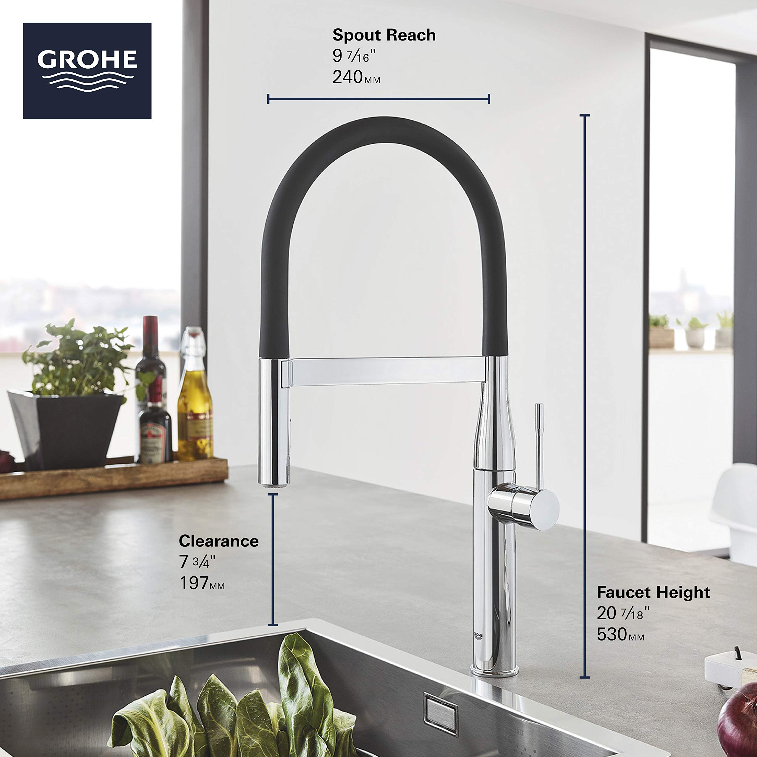 Grohe Essence 30295A00 Single-Handle Semi-Pro Dual Spray Kitchen Faucet 1.75 GPM in Grohe Hard Graphite