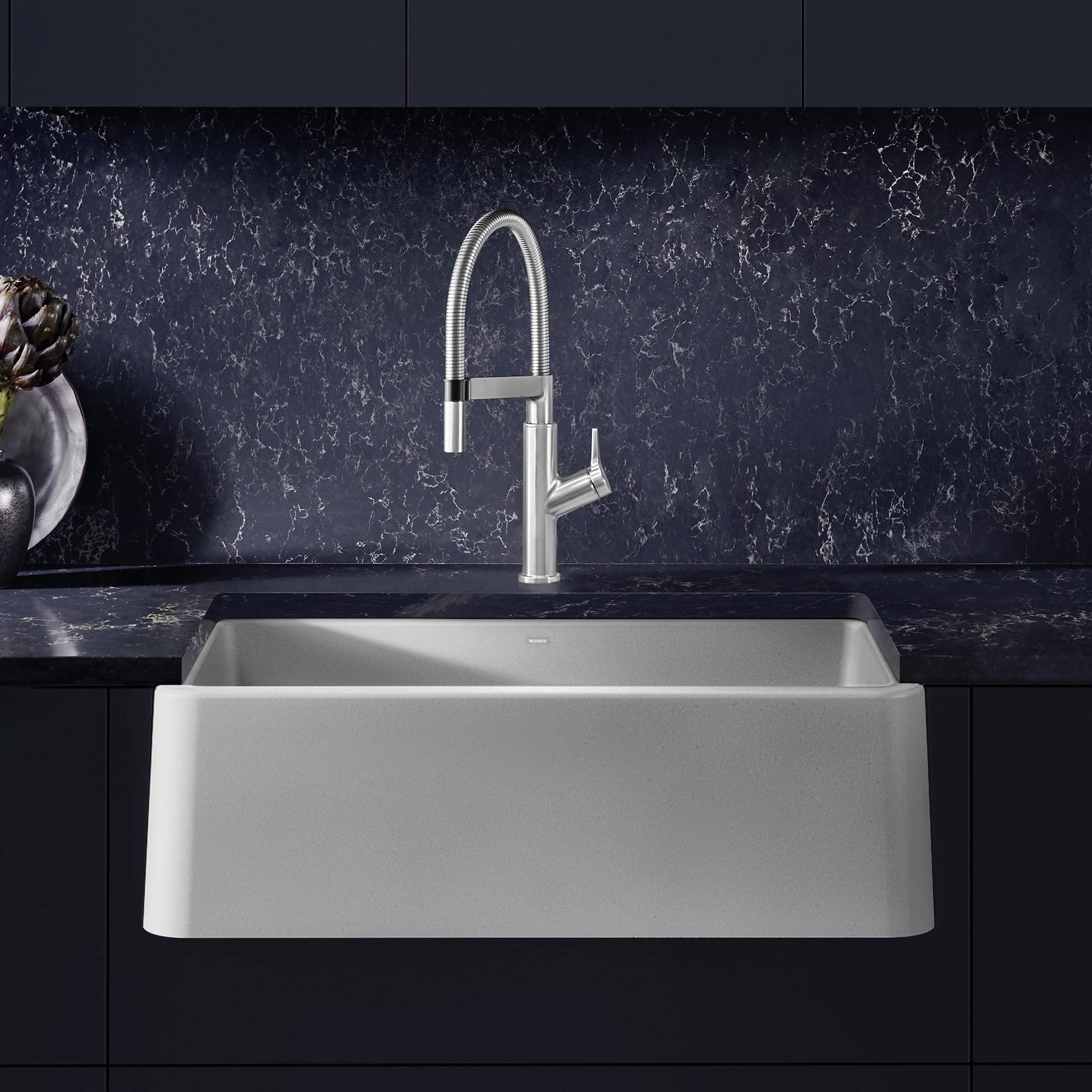 Blanco 33" Apron Front Single Bowl Farmhouse Sink in Concrete Gray - 402320