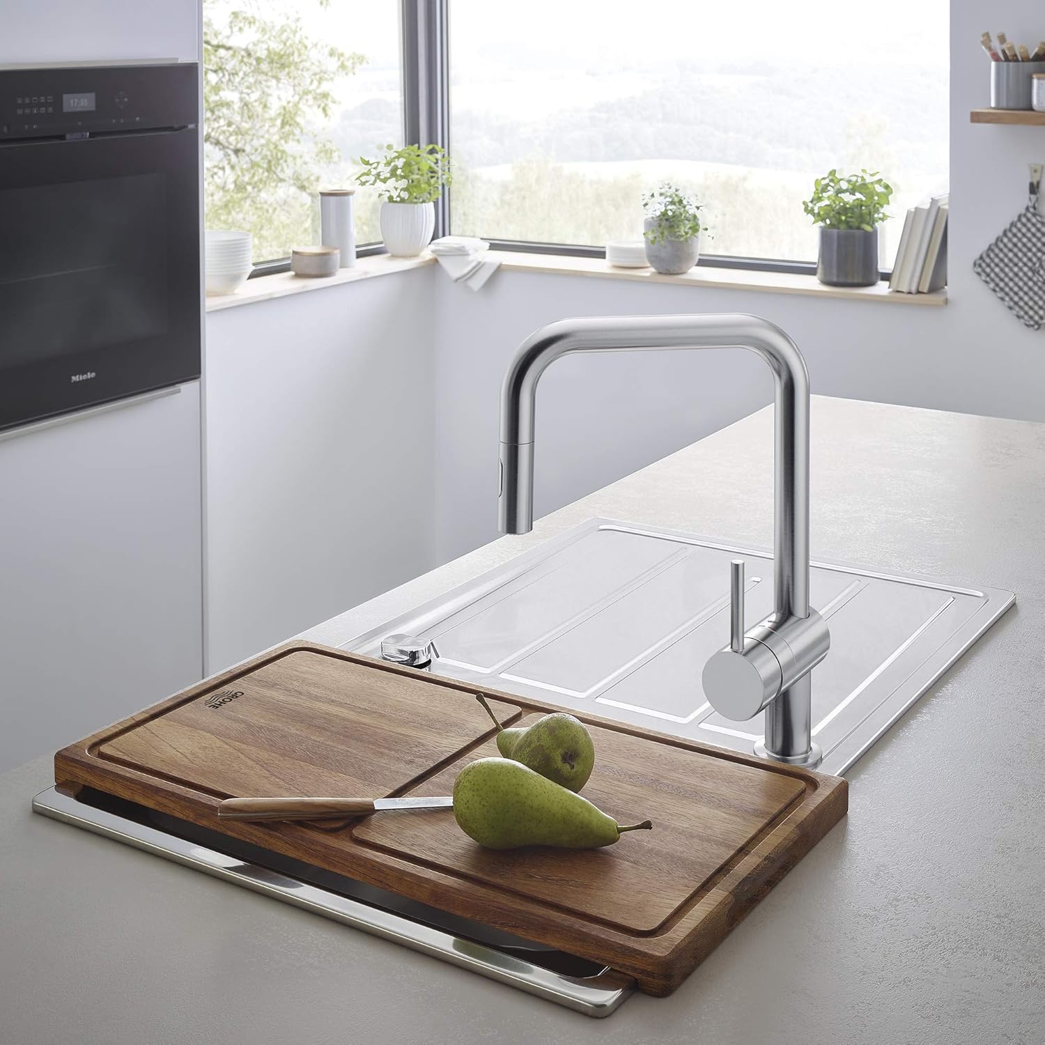 Grohe 32319DC3 Single-Handle Pull Down Kitchen Faucet Dual Spray 1.75 GPM In Supersteel Finish