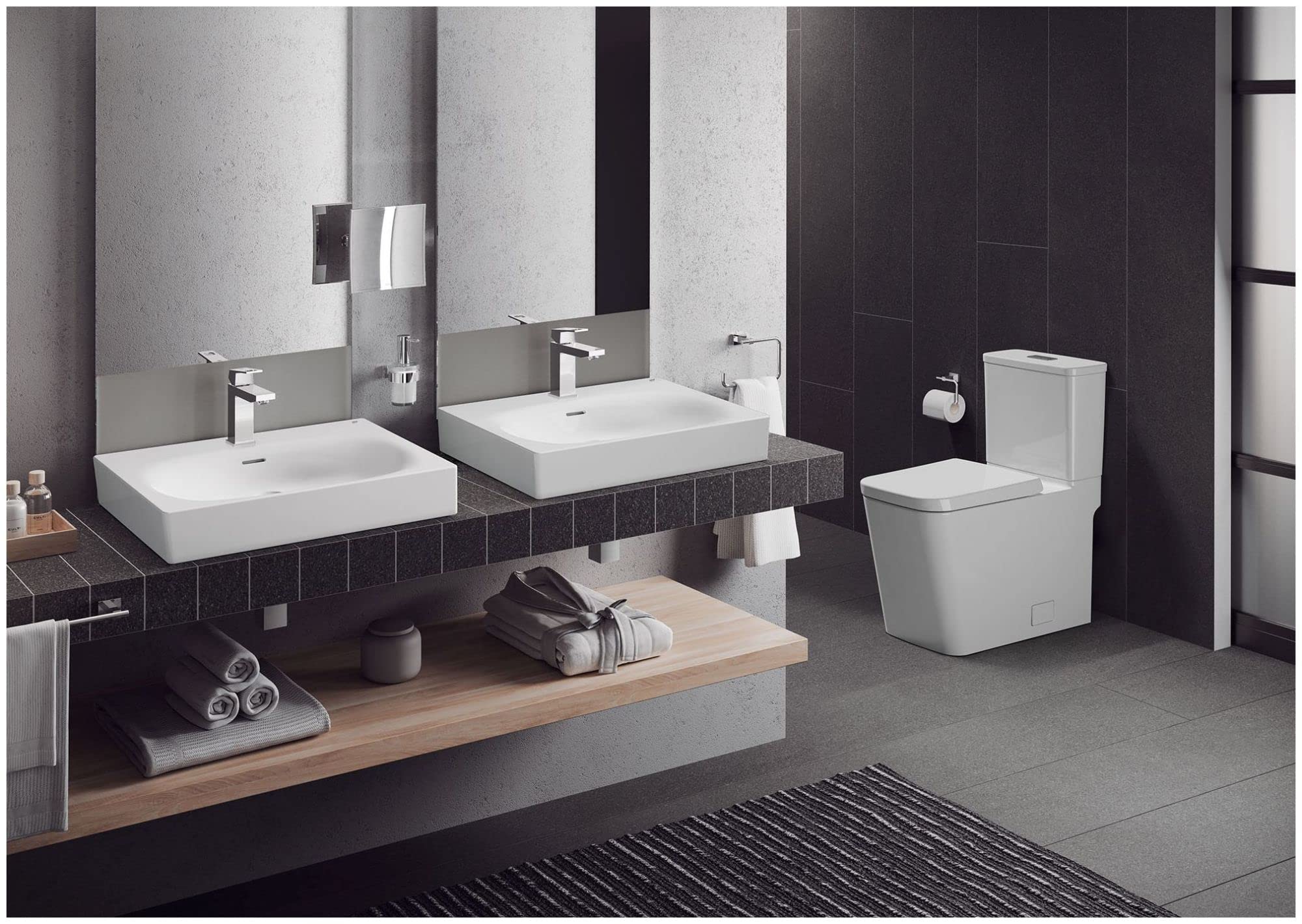 Grohe Eurocube 39661000 Two-Piece Dual Flush Right Height Elongated Toilet With Seat in Grohe Alpine White