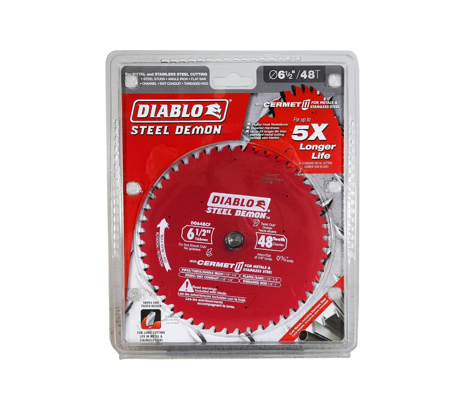 Diablo Steel Demon Cermet II 6.5 inch, 48-Teeth Ferrous Circular Saw Blade - D0648CFX