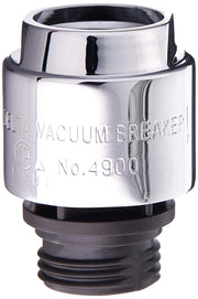 Chrome vacuum breaker with "Delta Vacuum Breaker No. 4900" text and black threaded base connector.