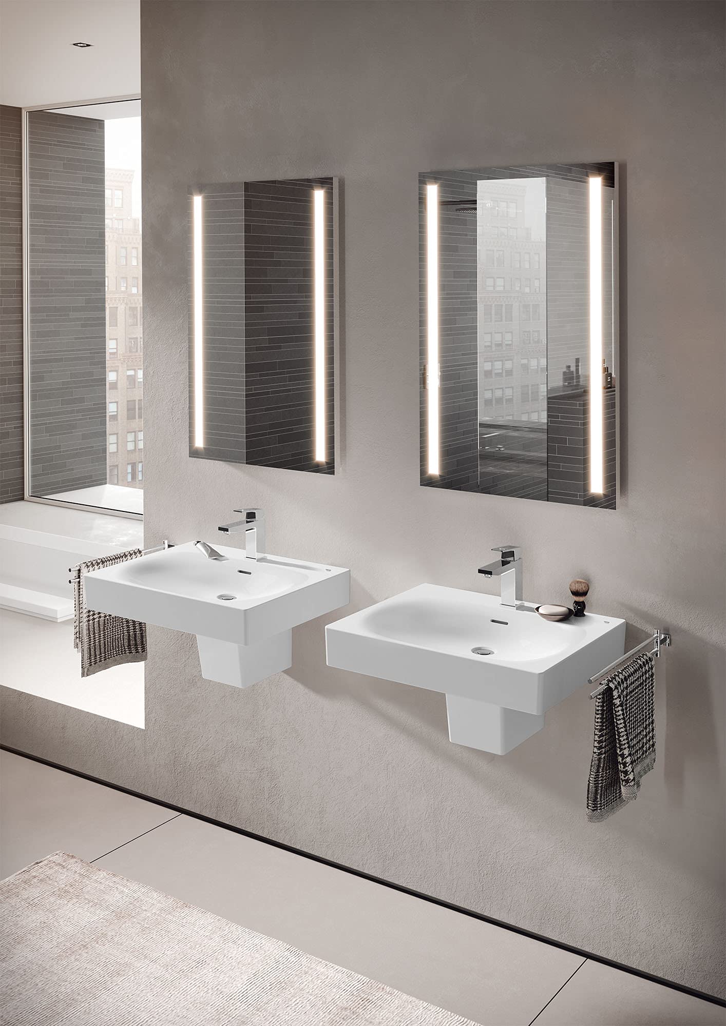 Grohe Eurocube 39656000 Wall Mount 24" Bathroom Sink, 1-hole in Grohe Alpine White