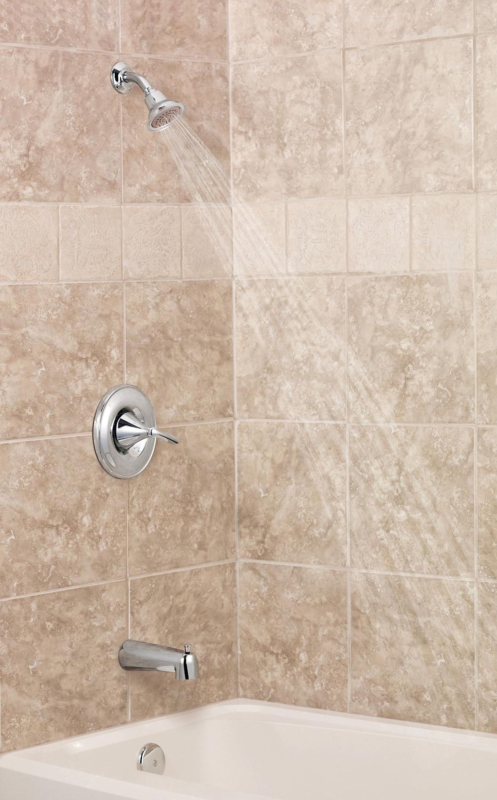 Moen Posi Temp Single Handle Tub and Shower Trim Kit with Shower Head Shower Arm Tub Spout and Lever Handle in Brushed Nickel - T2133BN