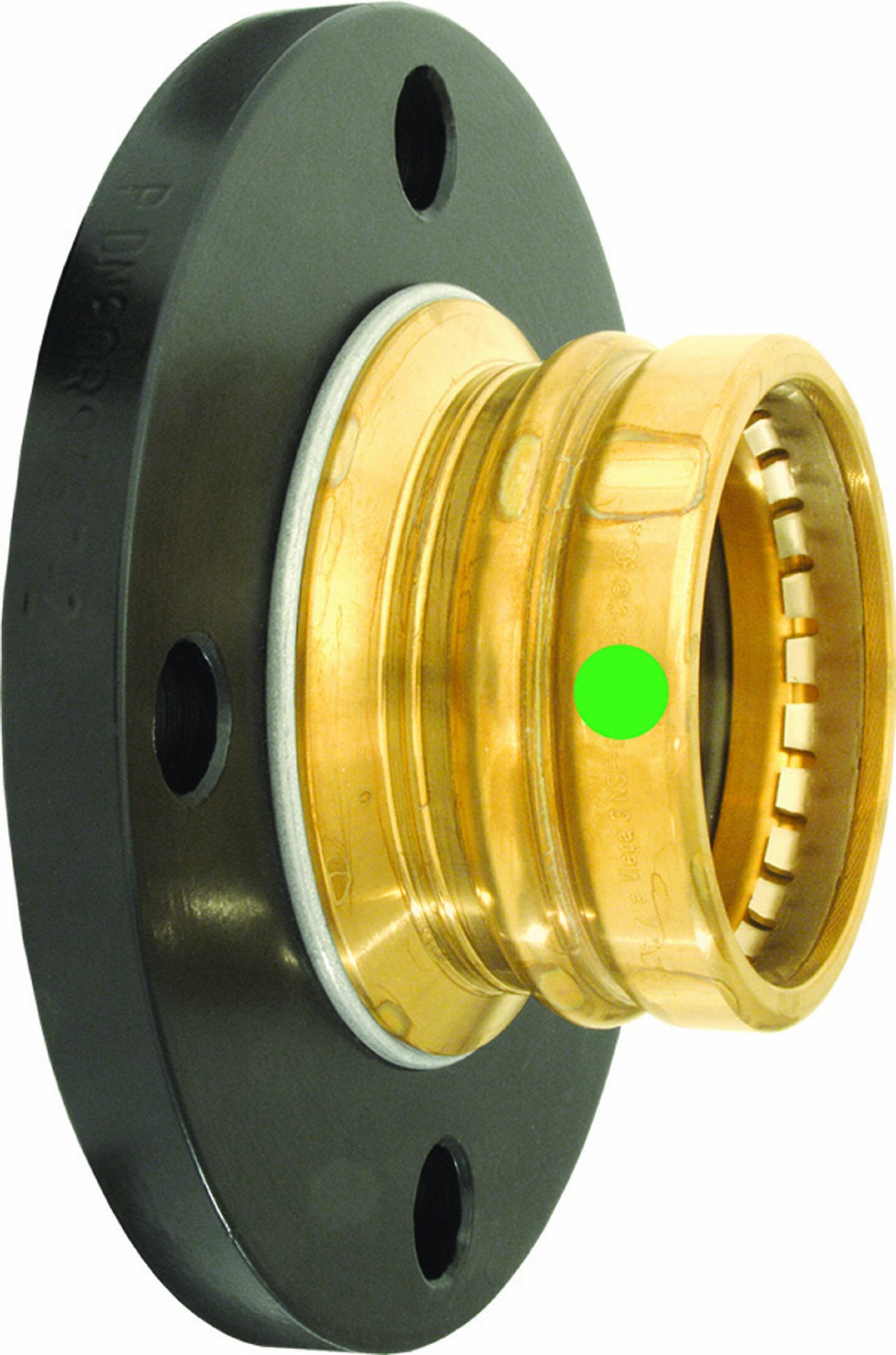 Bronze Viega ProPress 2-inch flange adapter with dark gray mounting flange and three bolt holes.