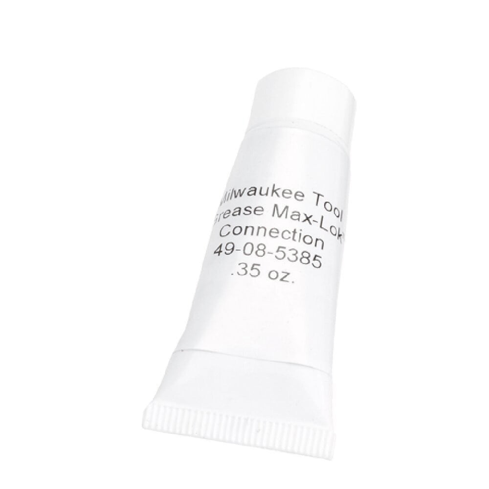 White tube of Milwaukee Max-Lok replacement grease, 0.35 oz, model 49-08-5385 with ribbed cap.
