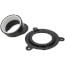 Black plastic glue-on nozzle with threaded connector and rubber gasket ring.