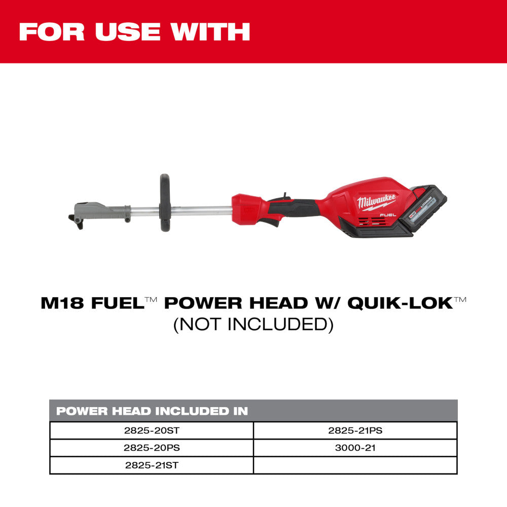 Milwaukee M18 FUEL QUIK-LOK 3 ft. extension shaft with grey metal pole and red power head connector.