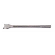 SDS-Max scaling chisel with flat, wide blade and tapered metal shaft for pneumatic tools.