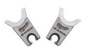 Milwaukee 49-16-WC00 W-C die set with two metal dies featuring curved upper arms and circular openings.