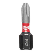 Milwaukee Shockwave Phillips #2 driver bit with red and black band on gray shaft.