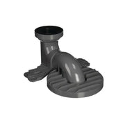 Black TOTO toilet rough-in valve assembly with 12-inch unifit fitting and ribbed base mounting plate.