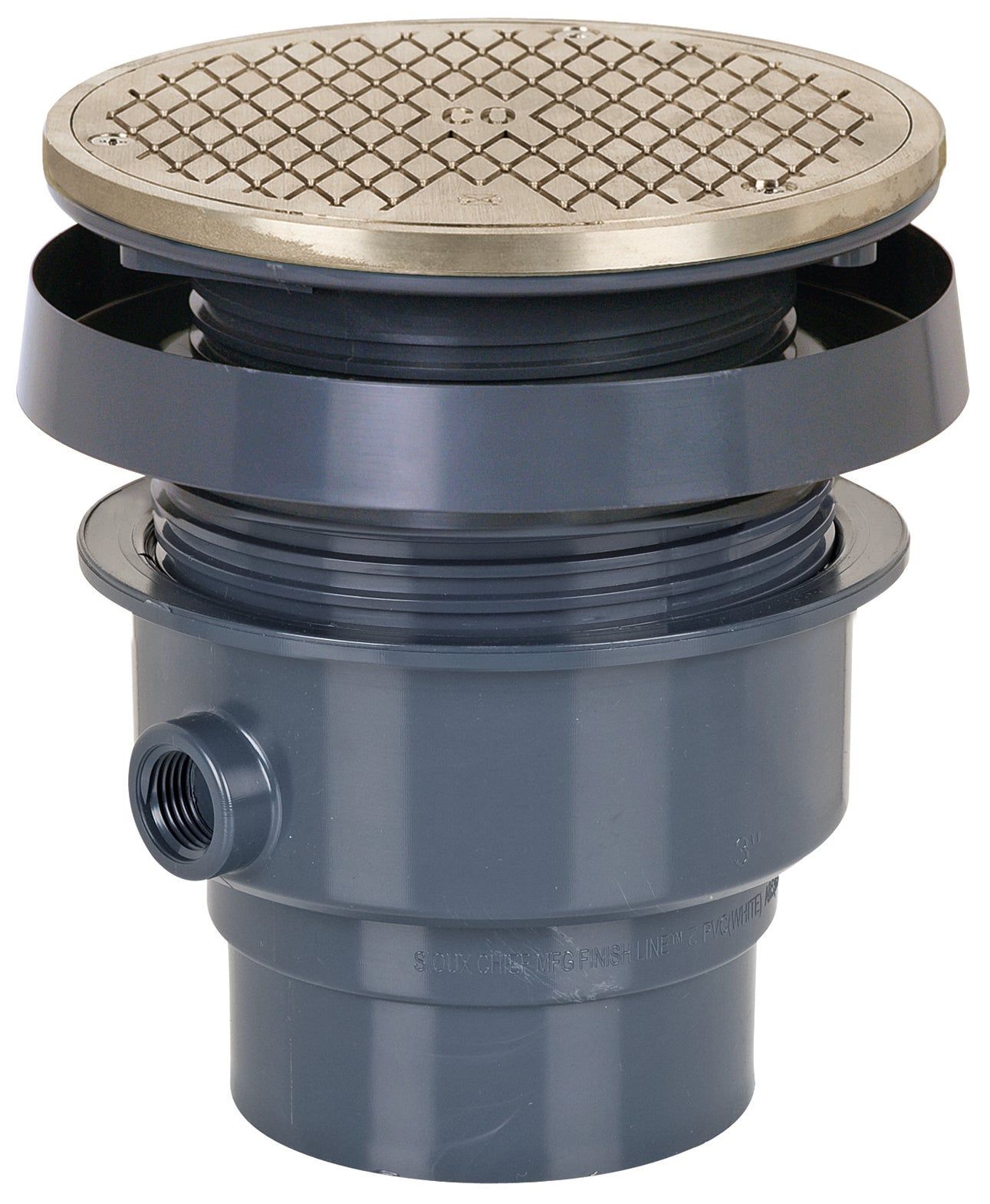 Sioux Chief 3 in. Hub Adjustable Floor Drain Cleanout with 6-1/2 in. Steel Cover - Nickel Bronze