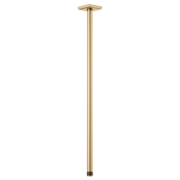 Champagne bronze ceiling-mounted shower arm, 24 inches long, with square flange connector at top.
