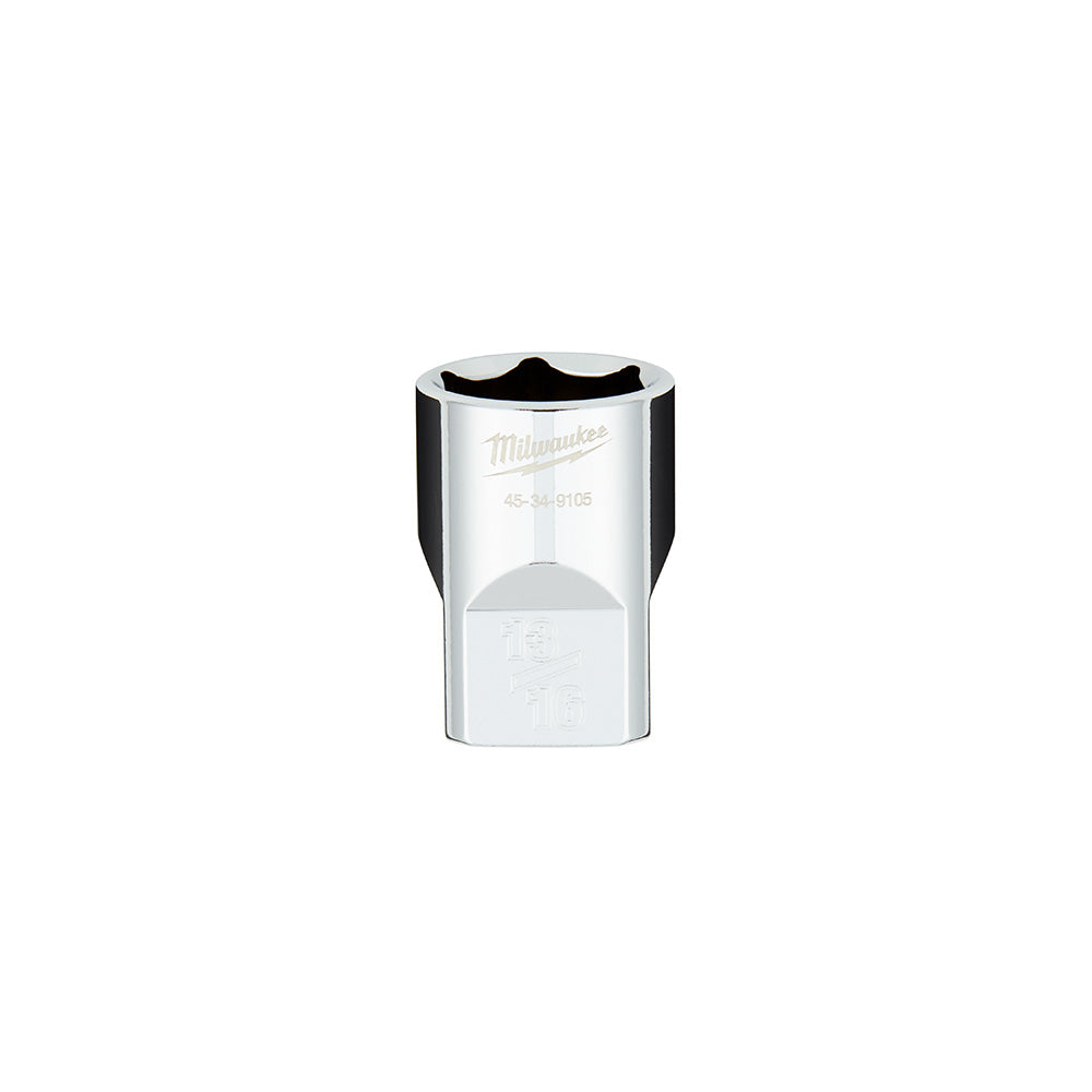 Milwaukee 1/2 in. drive 13/16 in. SAE 6-point socket with flat sides and black grip band.