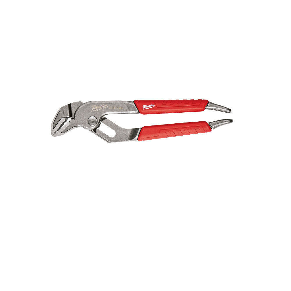 Milwaukee 6" straight-jaw pliers with red grip handles and metal jaws.