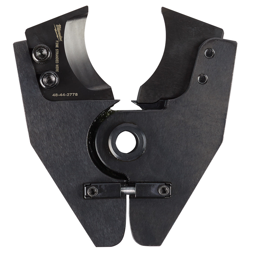 Milwaukee fine stranded wire cutting jaw with curved cutting surfaces and adjustment screw, model 49-16-2778.