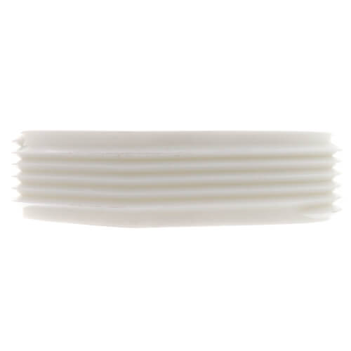 White plastic flush plug with slotted top and threaded brass insert, 3 inch size.