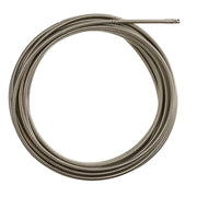 Coiled metal cable with half-inch diameter and textured spiral surface, displayed in a loop against white background.