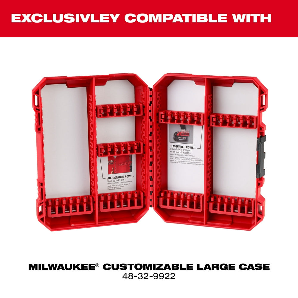 Five red plastic storage rows with bit holders, designed to fit Milwaukee large tool cases.