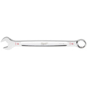 Silver combination wrench with open and ring ends, marked 1 1/4 on both sides.