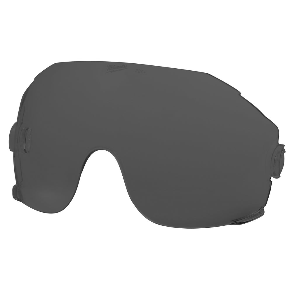 Dark tinted visor lens with curved wraparound design and side attachment points.